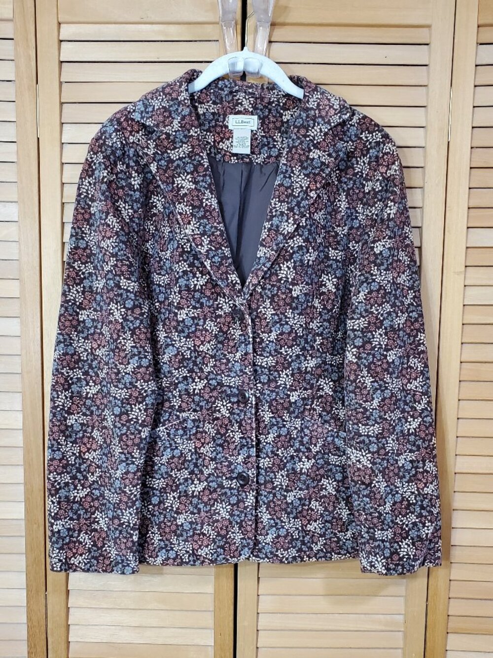 LL Bean Women's Floral Print Corduroy Blazer Jacket 10R